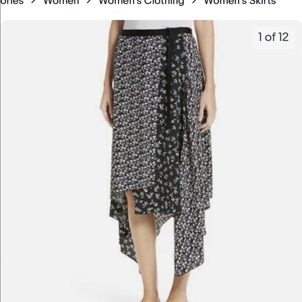 Rag & Bone Black and White Floral Wrap Liv Skirt.
